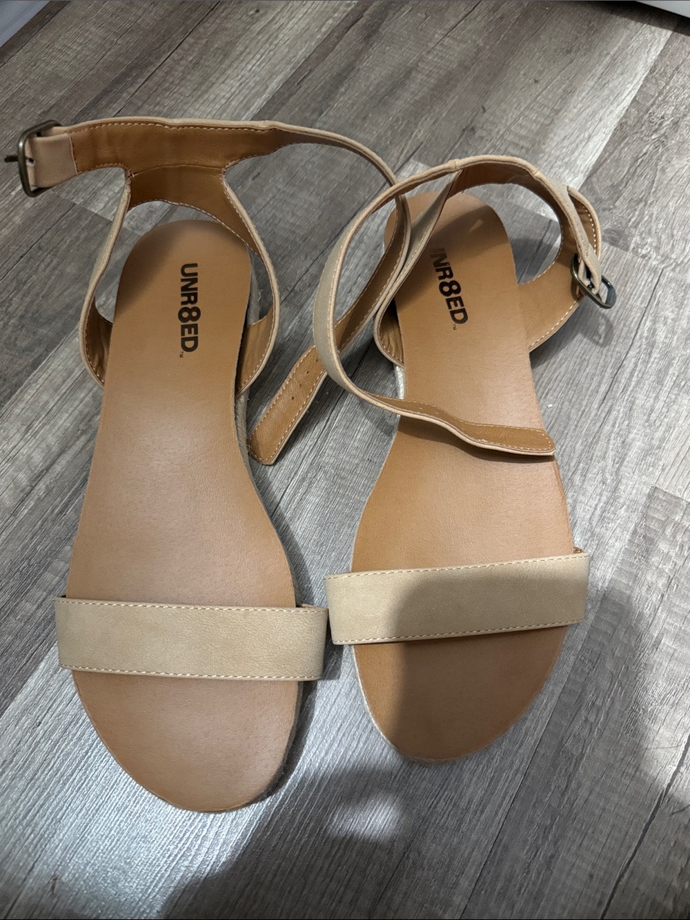 UNR8ED Women's Neutral Tan Ankle-Strap Sandals